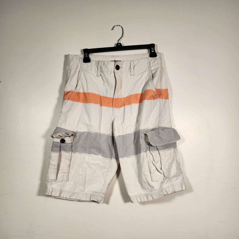 URBAN PIPELINE Cargo Shorts Mens 31 (Tagged 30) Cream Orange Y2K Skater Baggy
